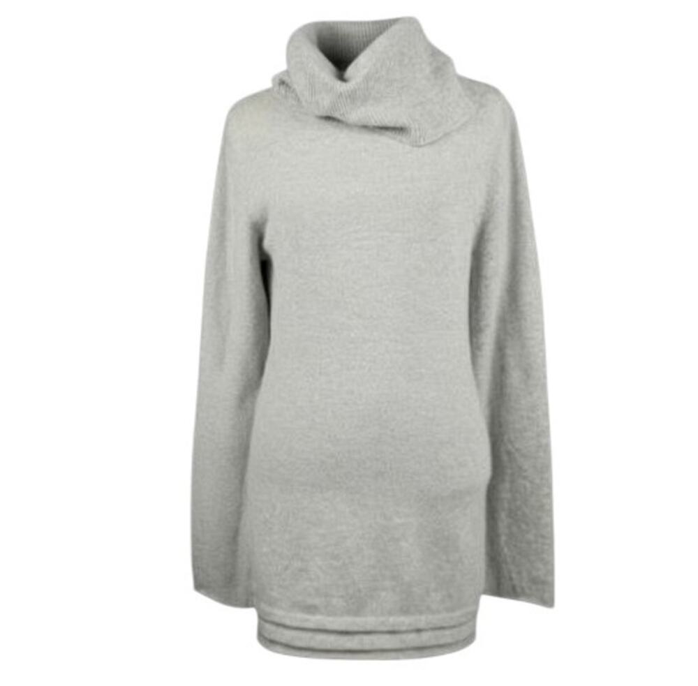 LA Made Cashmere Cowl Neck Tunic Sweater Grey Large
